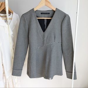 Zara Gingham V Neck Shirt